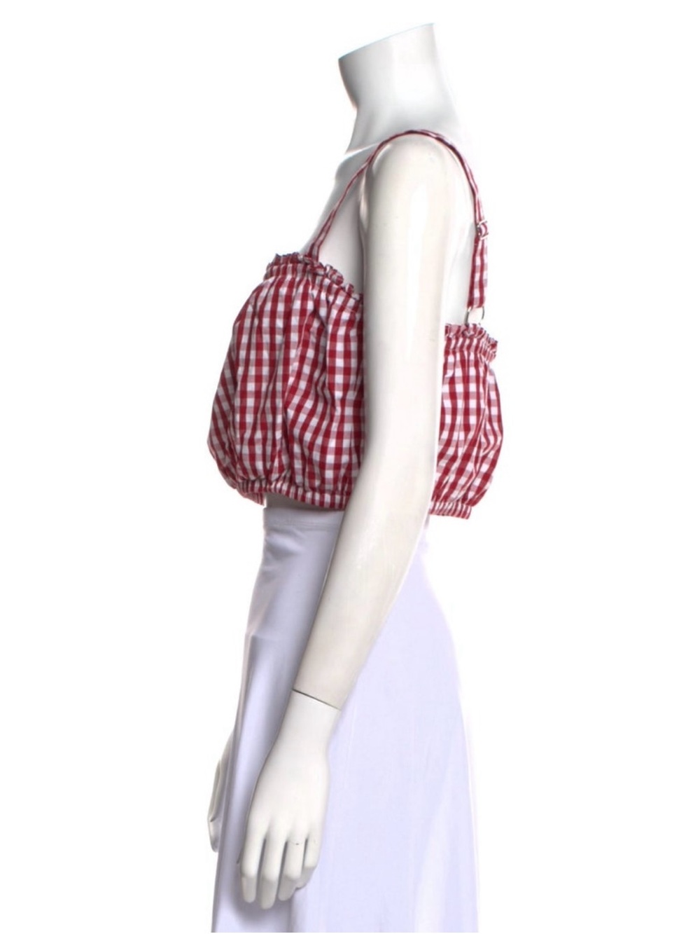 Staud Red White Gingham Crop Top | Cottagecore Hamptons Summer Picnic Top L - Picture 3 of 4